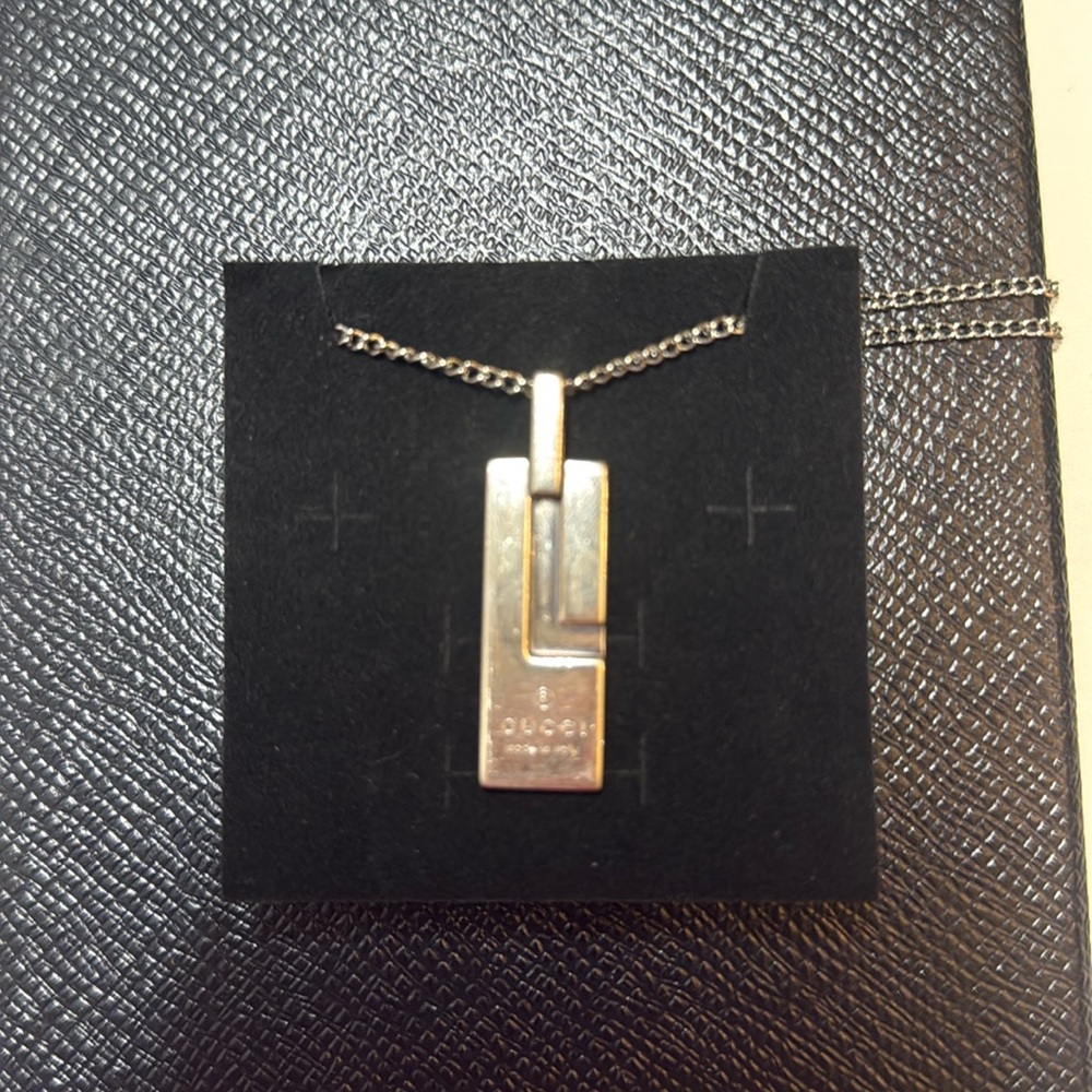 Gucci Trademark Engraved G Pendant + Chain Necklace Made In Italy